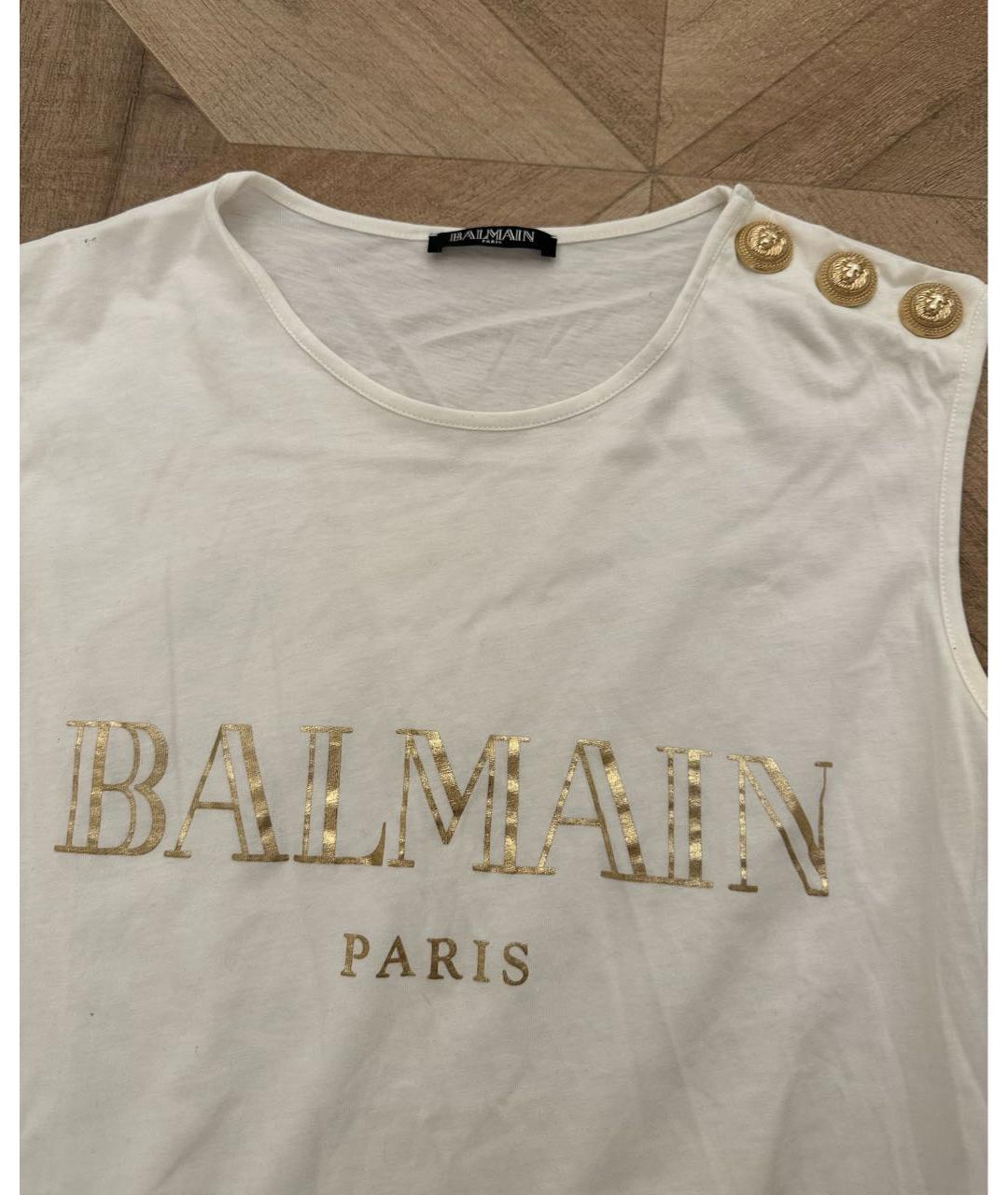 BALMAIN Белая хлопковая майка, фото 4