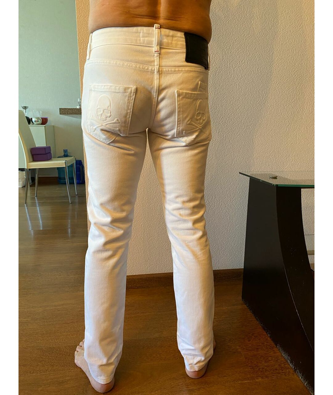 PHILIPP PLEIN Белые хлопковые джинсы скинни, фото 3