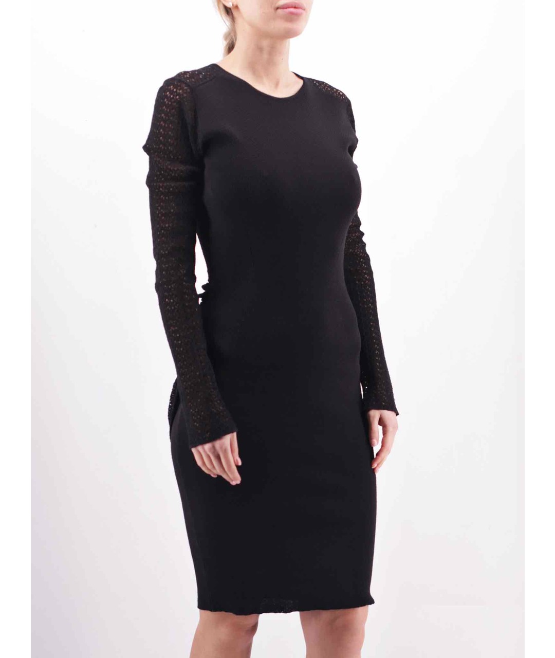 YVES SAINT LAURENT VINTAGE Черное шерстяное повседневное платье, фото 2