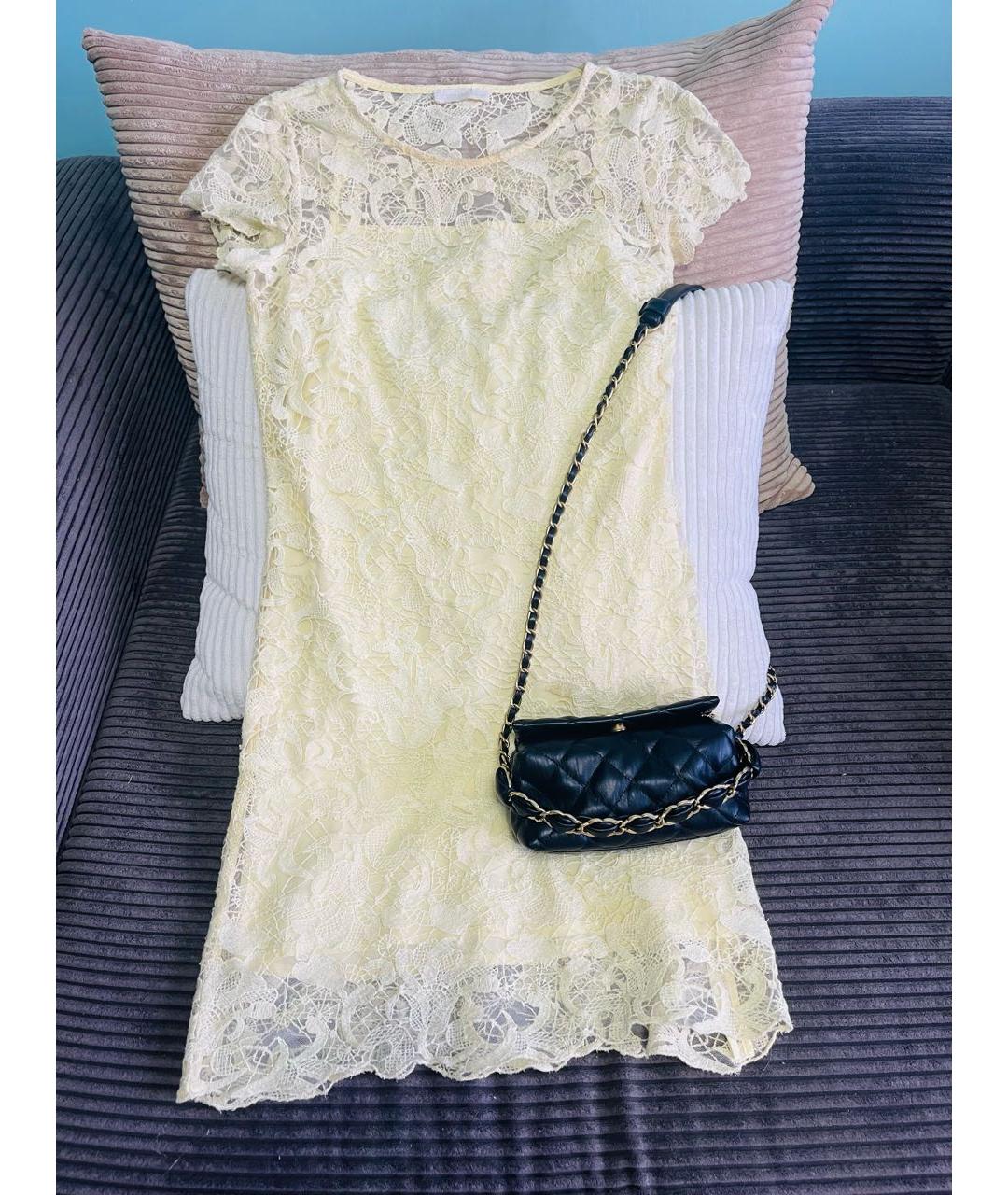 ERMANNO SCERVINO Желтое кружевное повседневное платье, фото 3