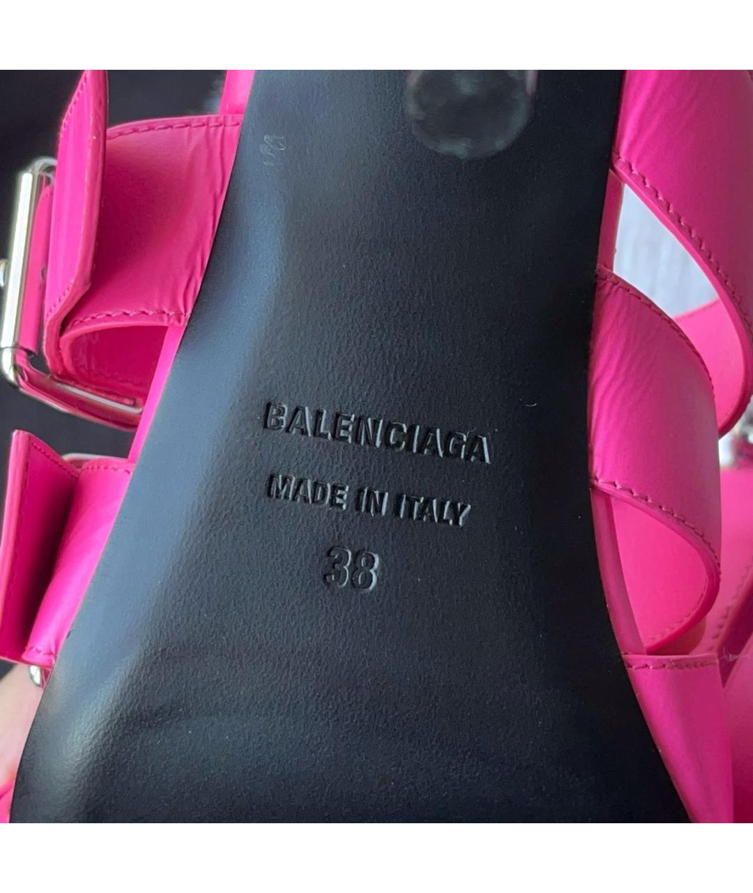 BALENCIAGA Розовые кожаные босоножки, фото 5