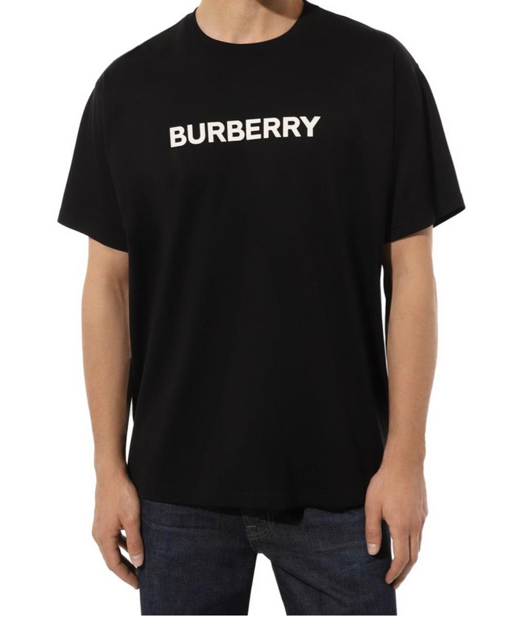 BURBERRY Черная хлопковая футболка, фото 2