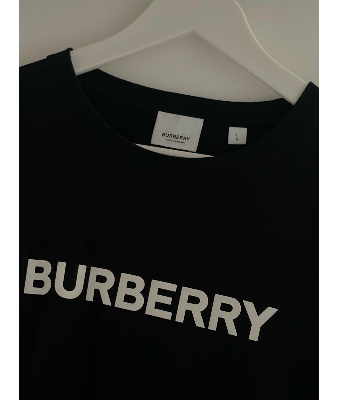 BURBERRY Черная хлопковая футболка, фото 3