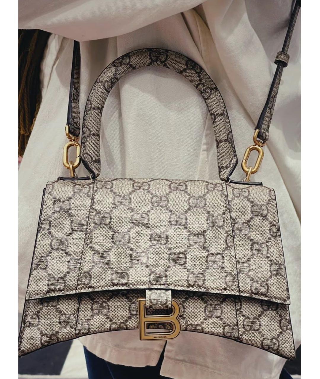 BALENCIAGA Бежевая кожаная сумка с короткими ручками, фото 7