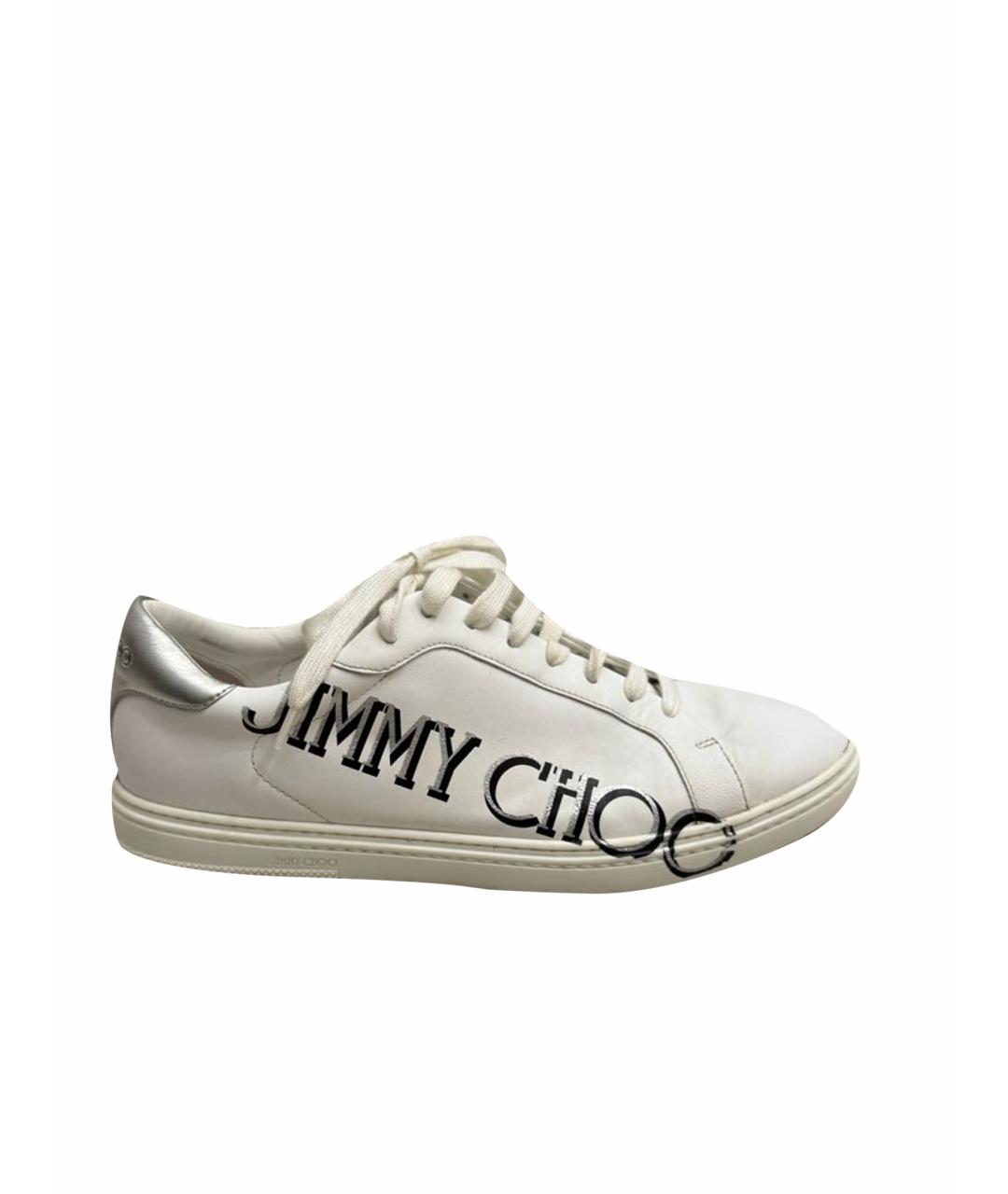 JIMMY CHOO Белые кожаные низкие кроссовки / кеды, фото 1