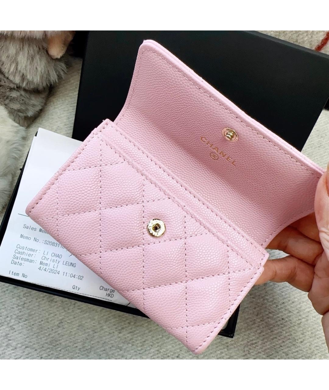 CHANEL Розовый кожаный кошелек, фото 2