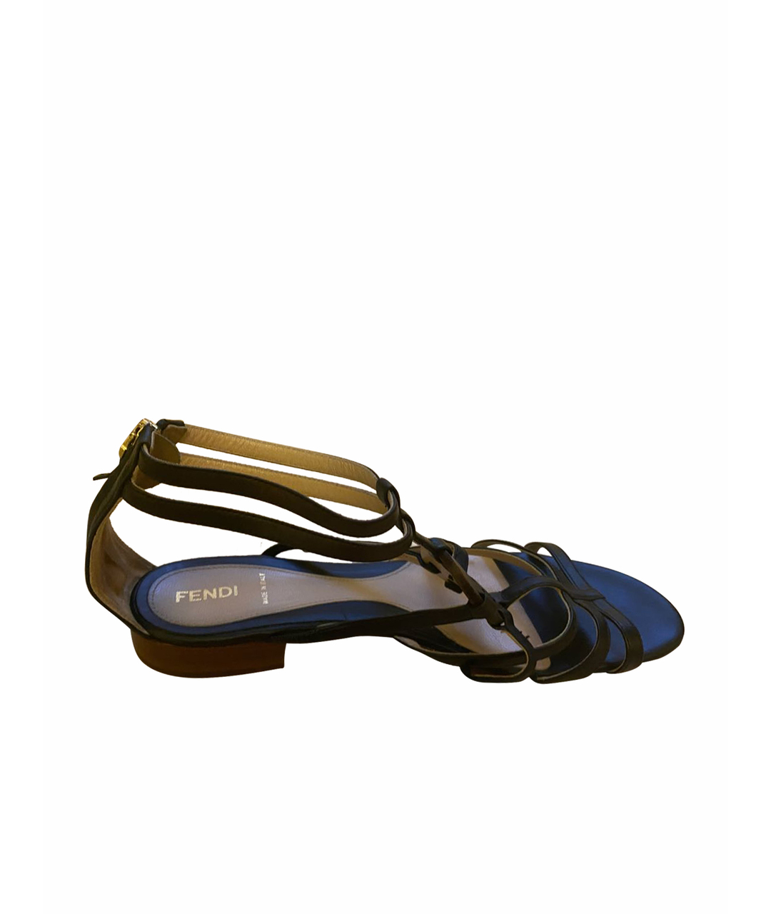 FENDI Черные кожаные сандалии, фото 1