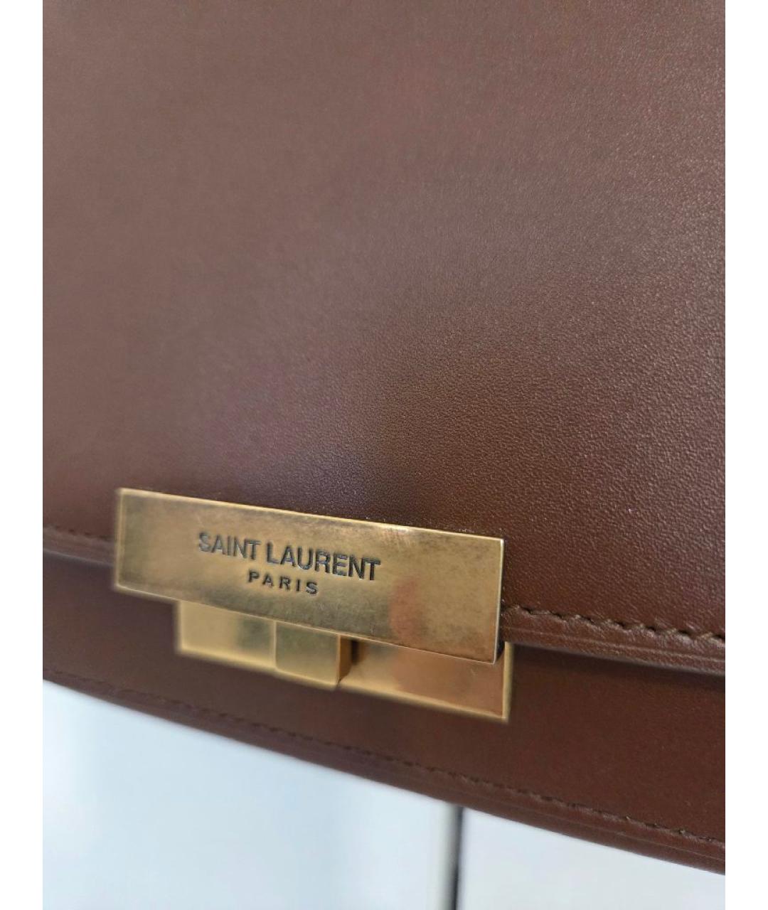 SAINT LAURENT Коричневая кожаная сумка через плечо, фото 7