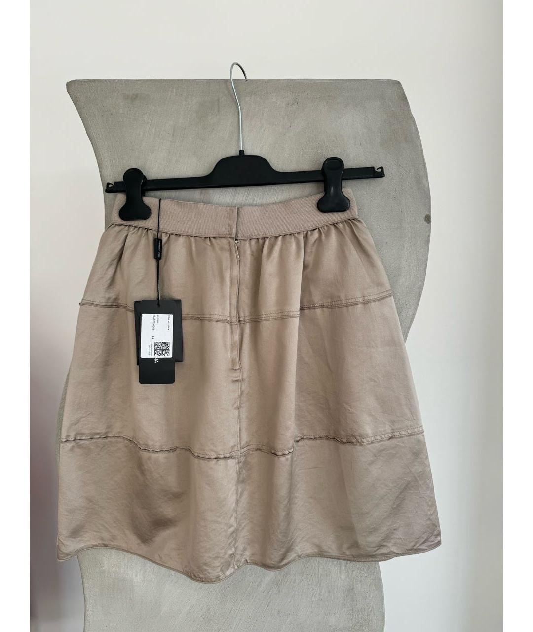 DOLCE&GABBANA Бежевая шелковая юбка мини, фото 6