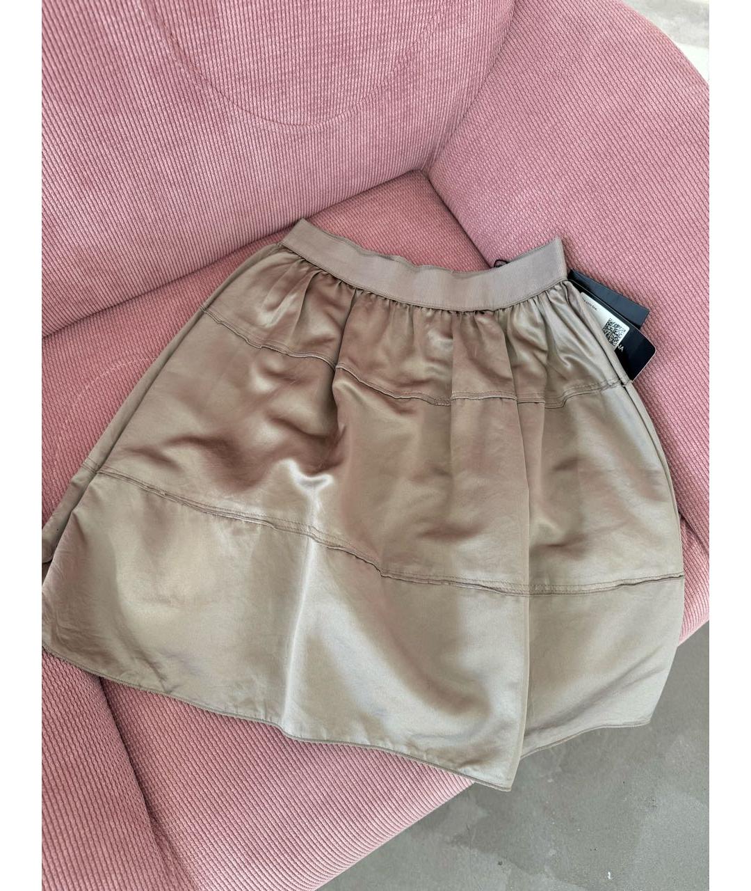 DOLCE&GABBANA Бежевая шелковая юбка мини, фото 2