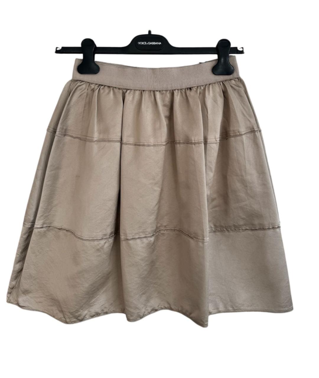 DOLCE&GABBANA Бежевая шелковая юбка мини, фото 8