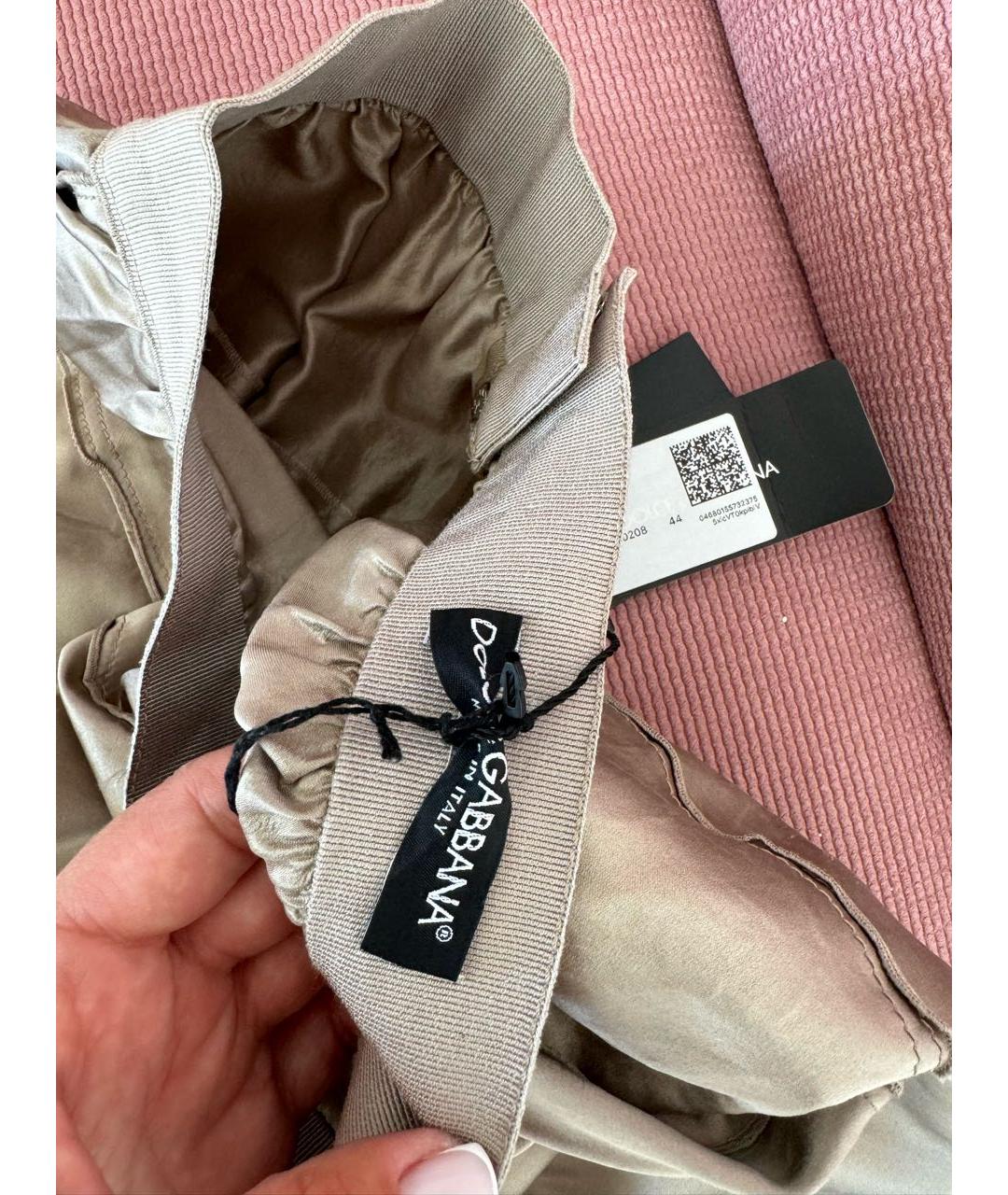 DOLCE&GABBANA Бежевая шелковая юбка мини, фото 3