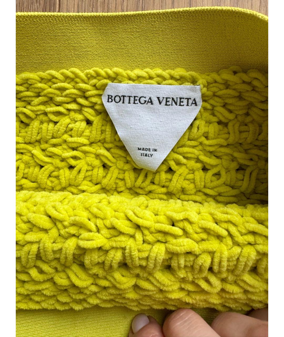 BOTTEGA VENETA Салатовая хлопковая юбка мини, фото 3