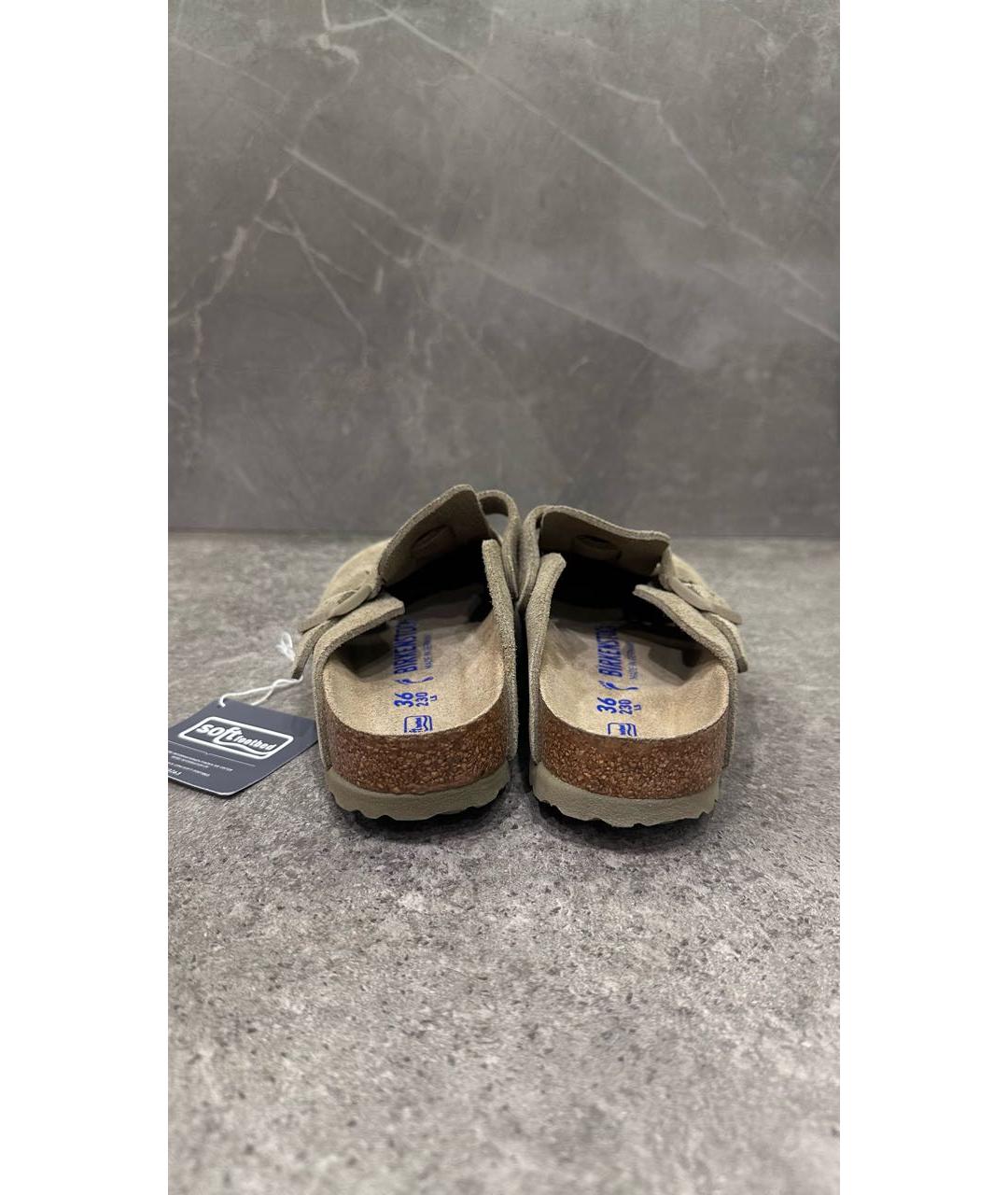 BIRKENSTOCK Хаки замшевые сабо, фото 4