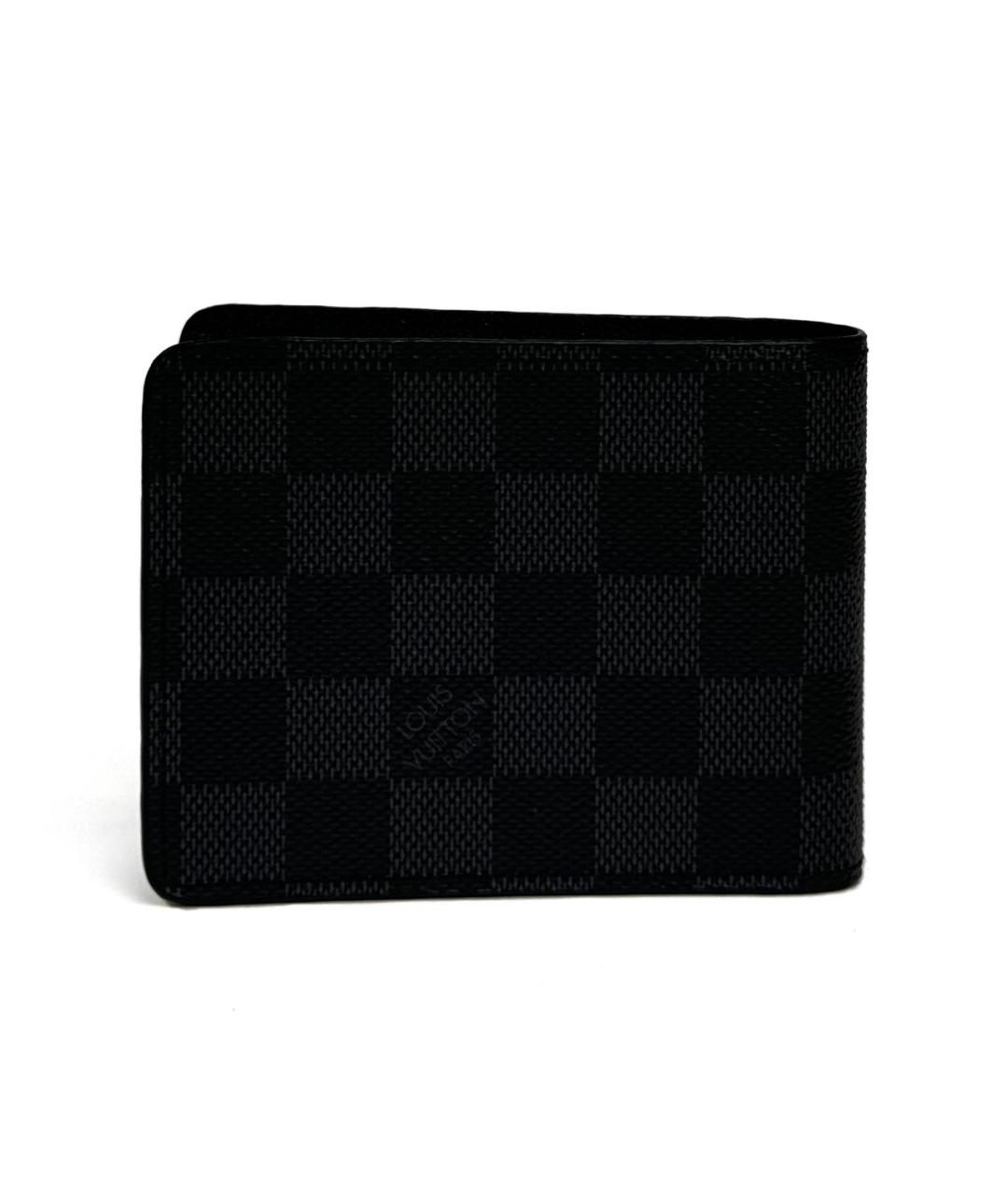 LOUIS VUITTON Черный кожаный кошелек, фото 3