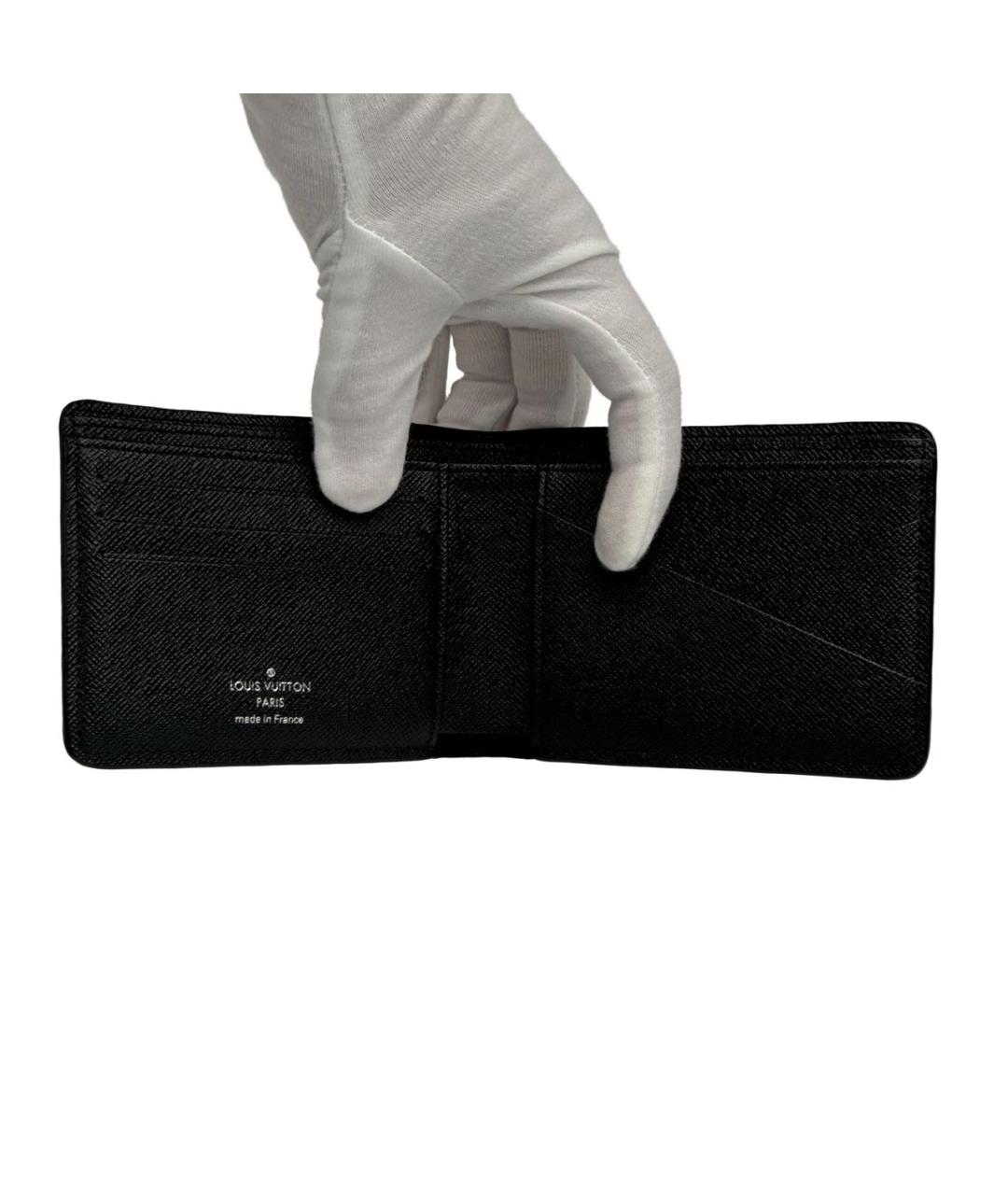 LOUIS VUITTON Черный кожаный кошелек, фото 4