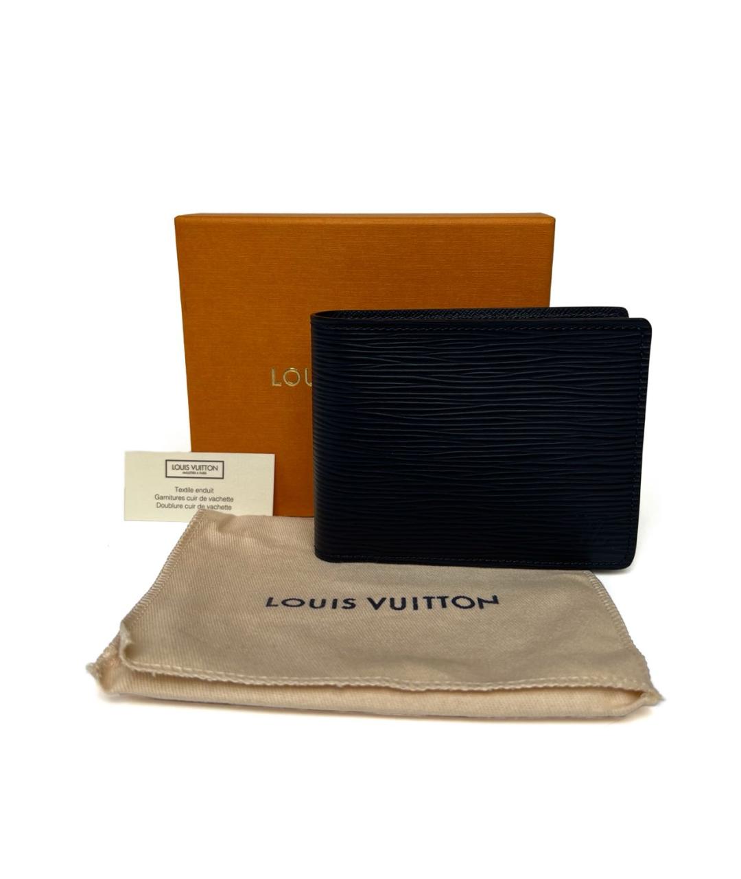 LOUIS VUITTON Черный кожаный кошелек, фото 3
