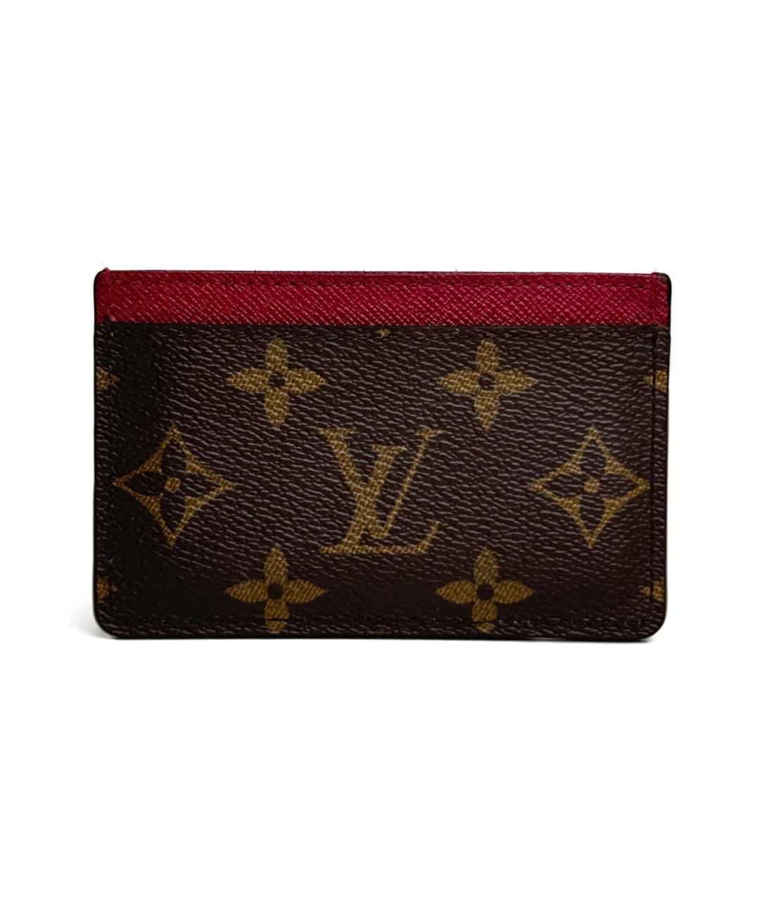 LOUIS VUITTON Коричневый кожаный кардхолдер, фото 2