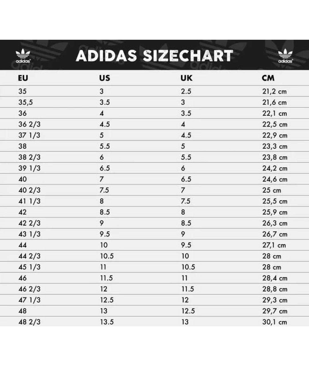 Adidas boost size chart online