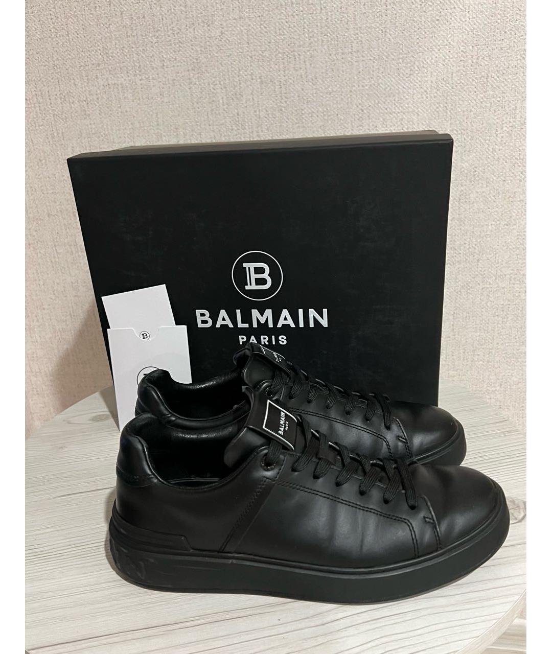 BALMAIN Черные кожаные низкие кроссовки / кеды, фото 5