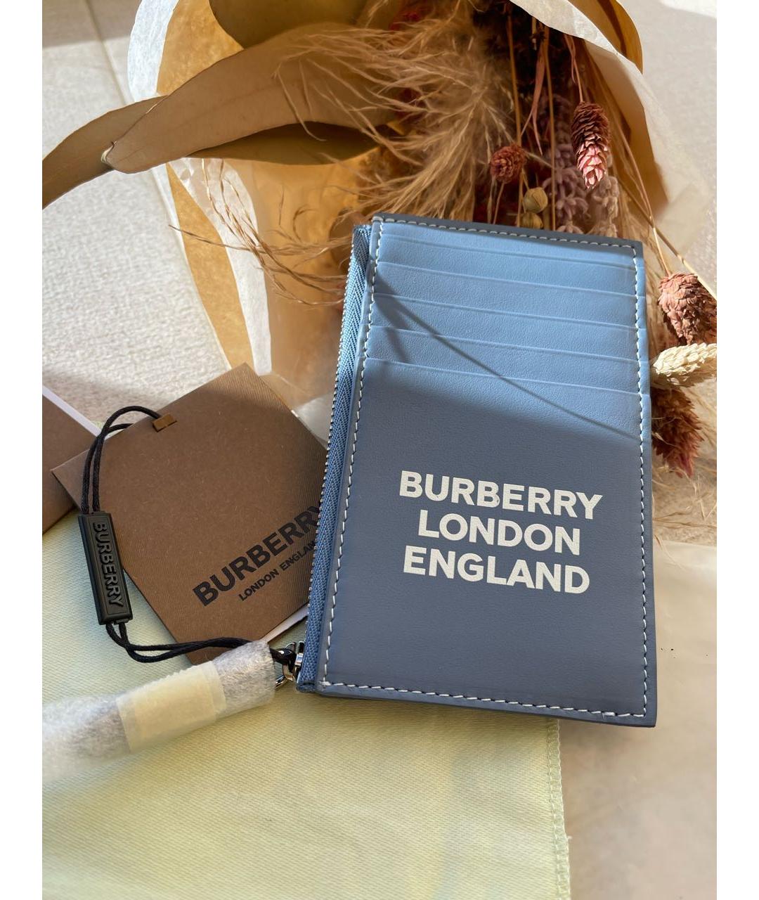 BURBERRY Темно-синий кожаный кошелек, фото 8