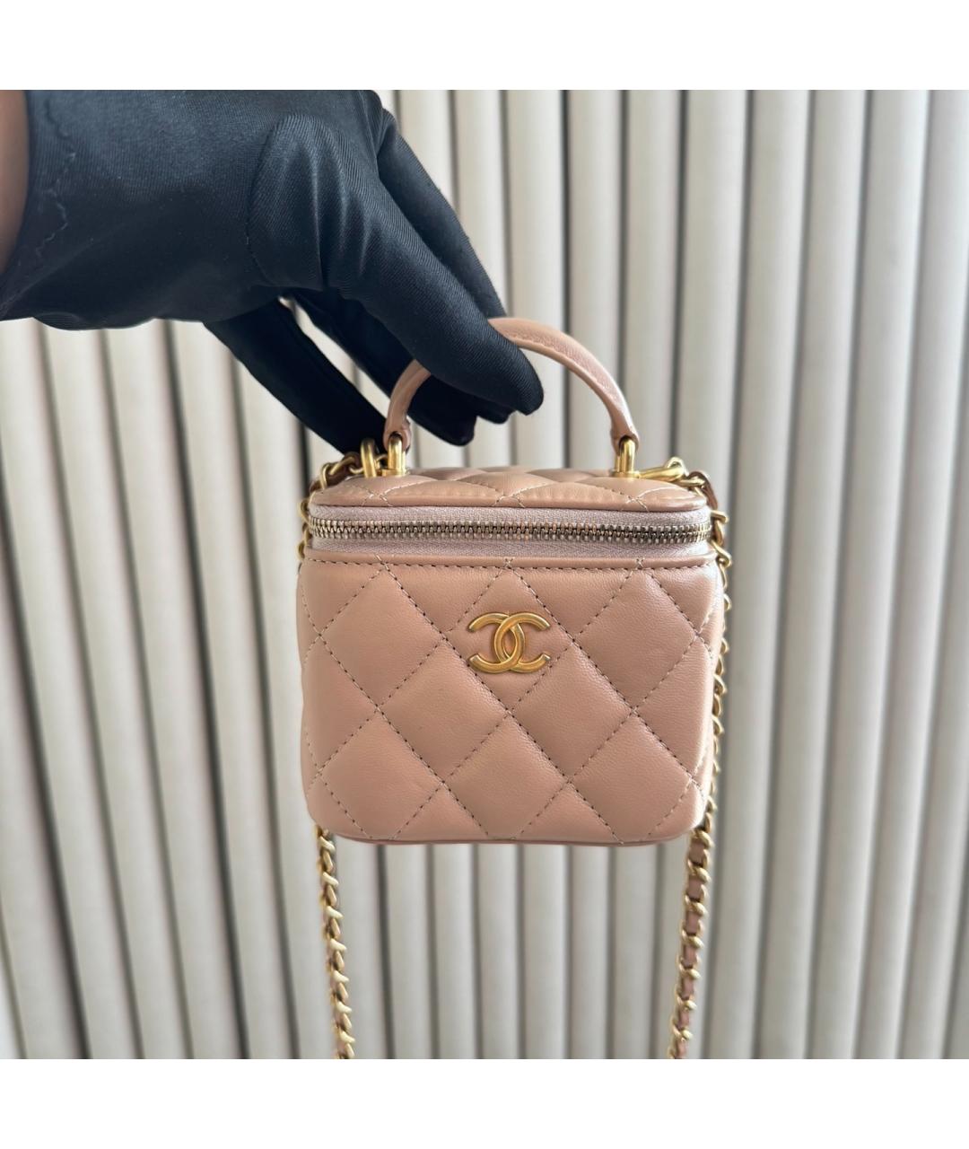 CHANEL Бежевая кожаная сумка через плечо, фото 2