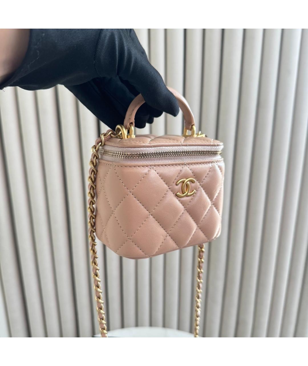 CHANEL Бежевая кожаная сумка через плечо, фото 3