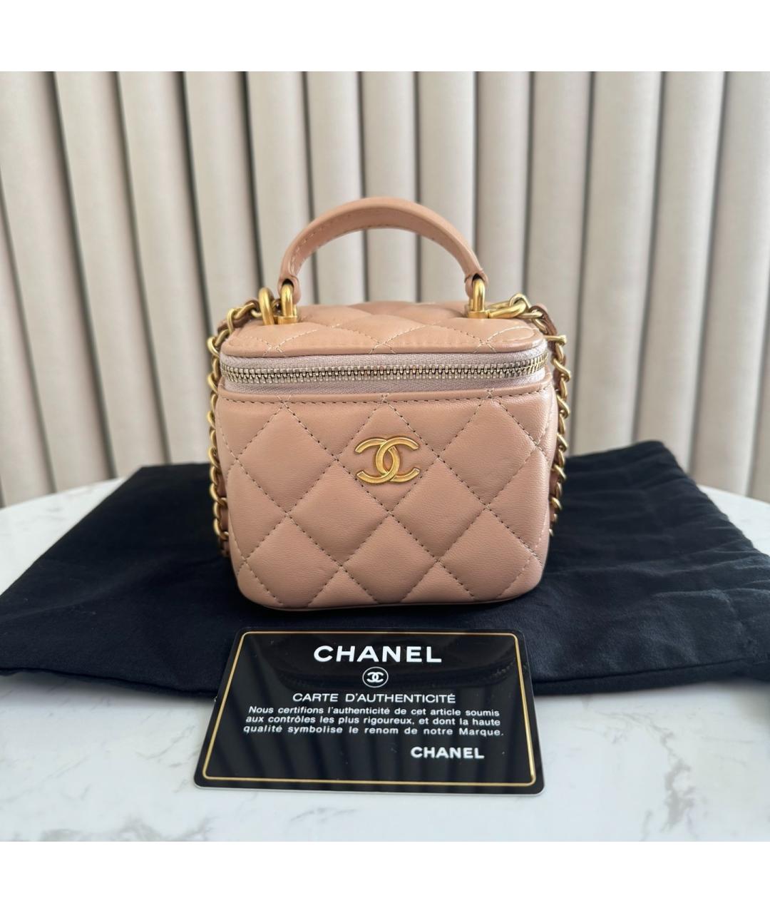 CHANEL Бежевая кожаная сумка через плечо, фото 9