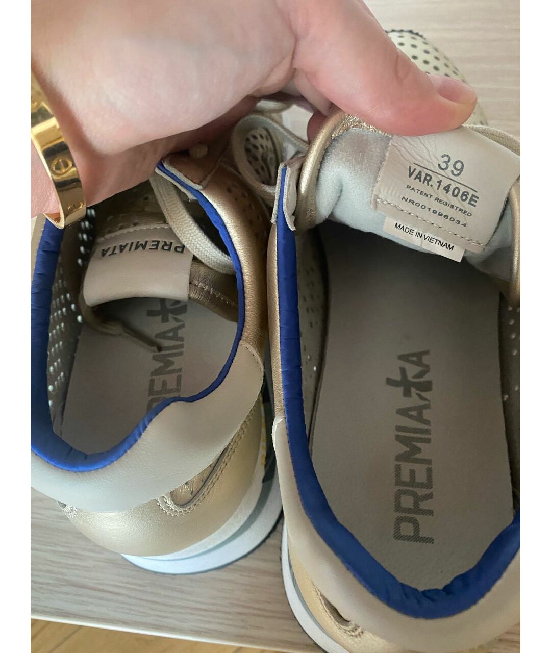 PREMIATA Золотые кожаные кроссовки, фото 5