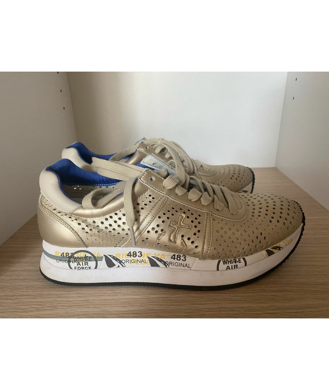 PREMIATA Золотые кожаные кроссовки, фото 6