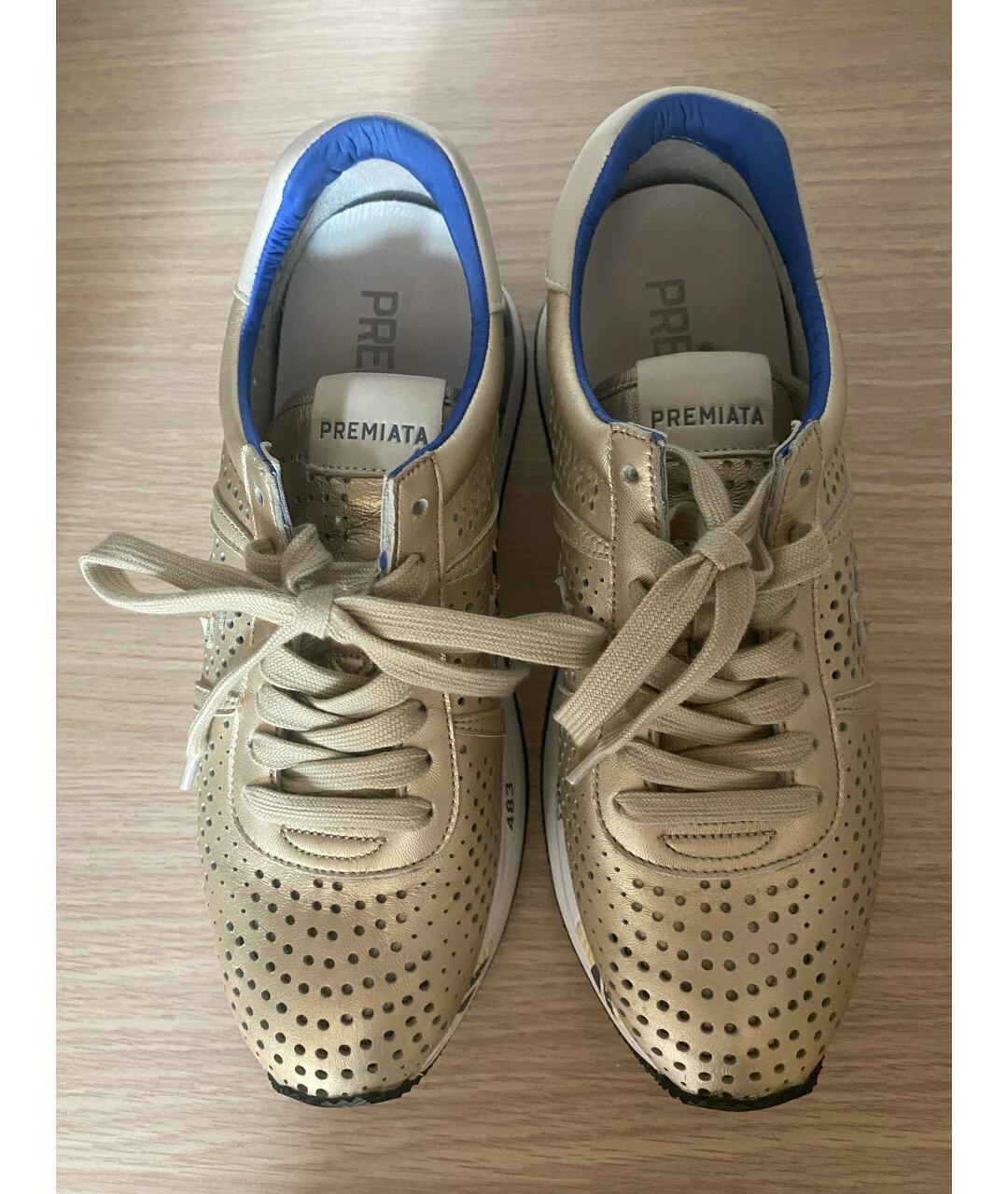 PREMIATA Золотые кожаные кроссовки, фото 2