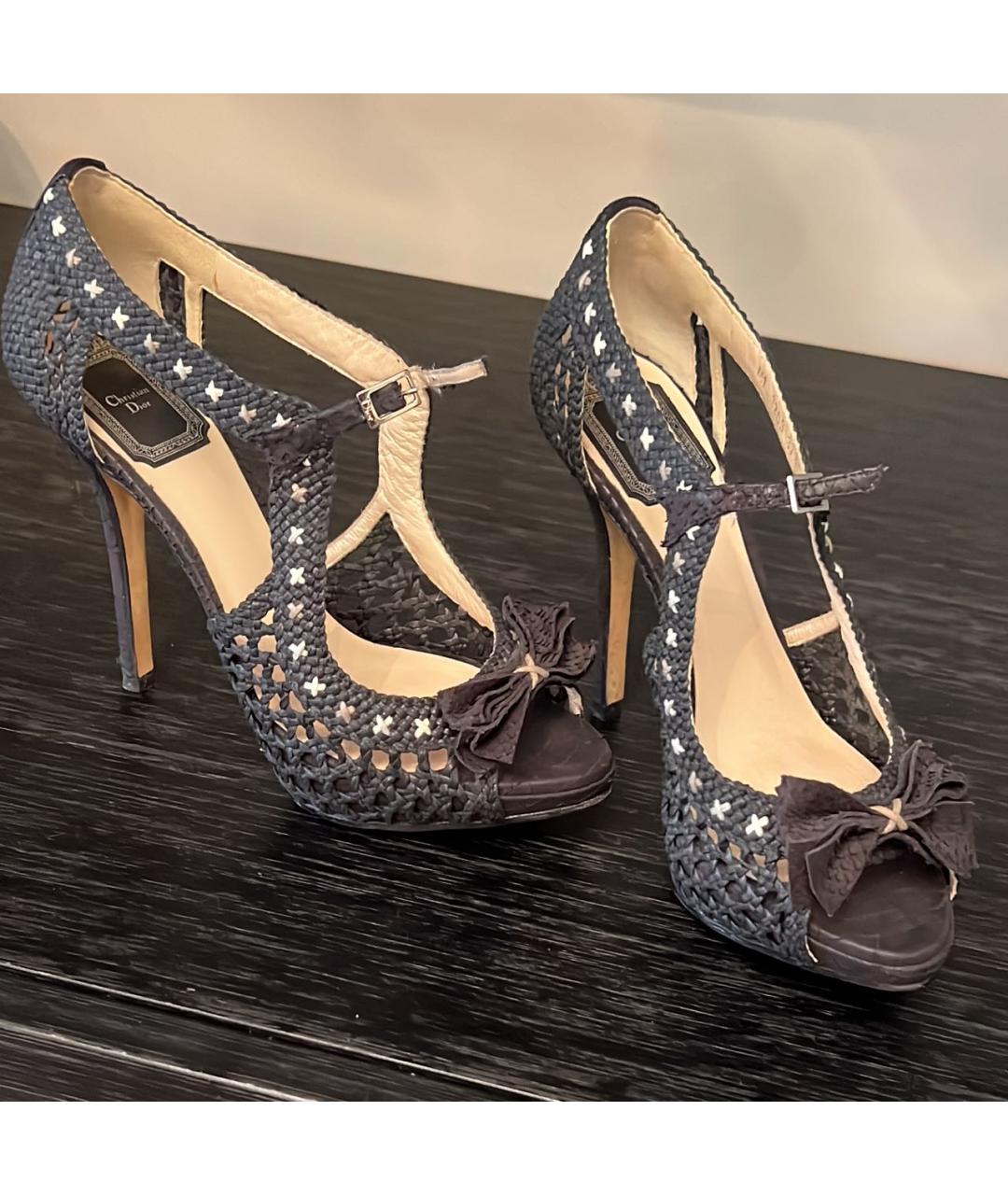 CHRISTIAN DIOR Черные кожаные босоножки, фото 3