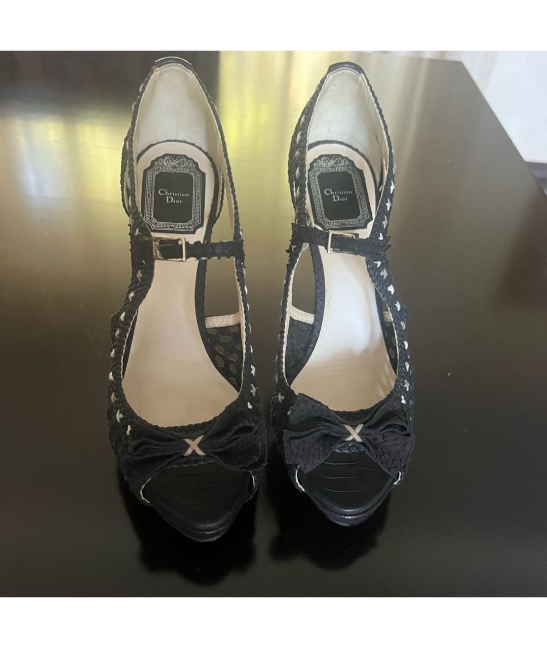 CHRISTIAN DIOR Черные кожаные босоножки, фото 2