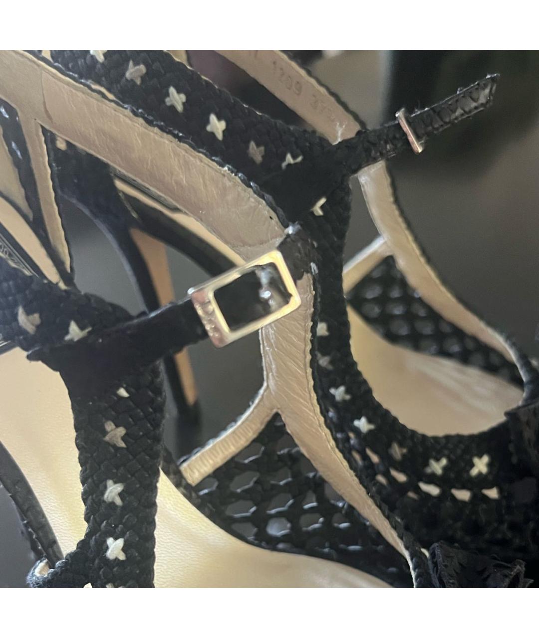 CHRISTIAN DIOR Черные кожаные босоножки, фото 6