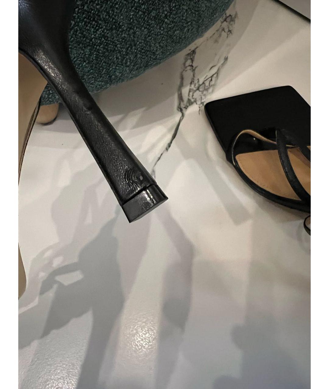 BOTTEGA VENETA Черные кожаные босоножки, фото 6