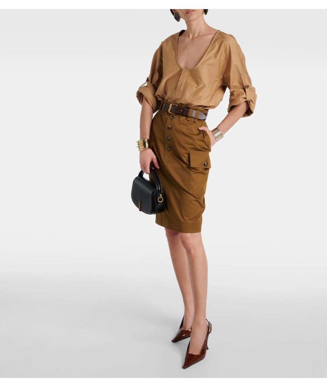 SAINT LAURENT Бежевая хлопковая блузы, фото 7