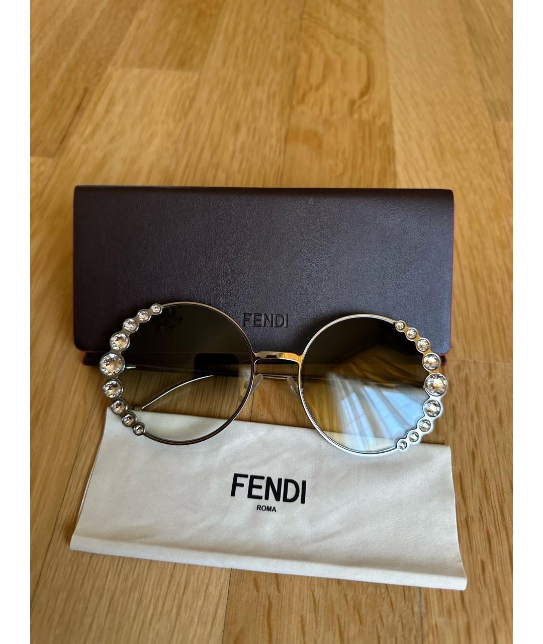 FENDI Серые металлические солнцезащитные очки, фото 4