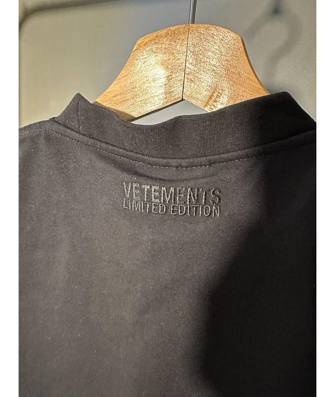 VETEMENTS Черная хлопковая футболка, фото 5