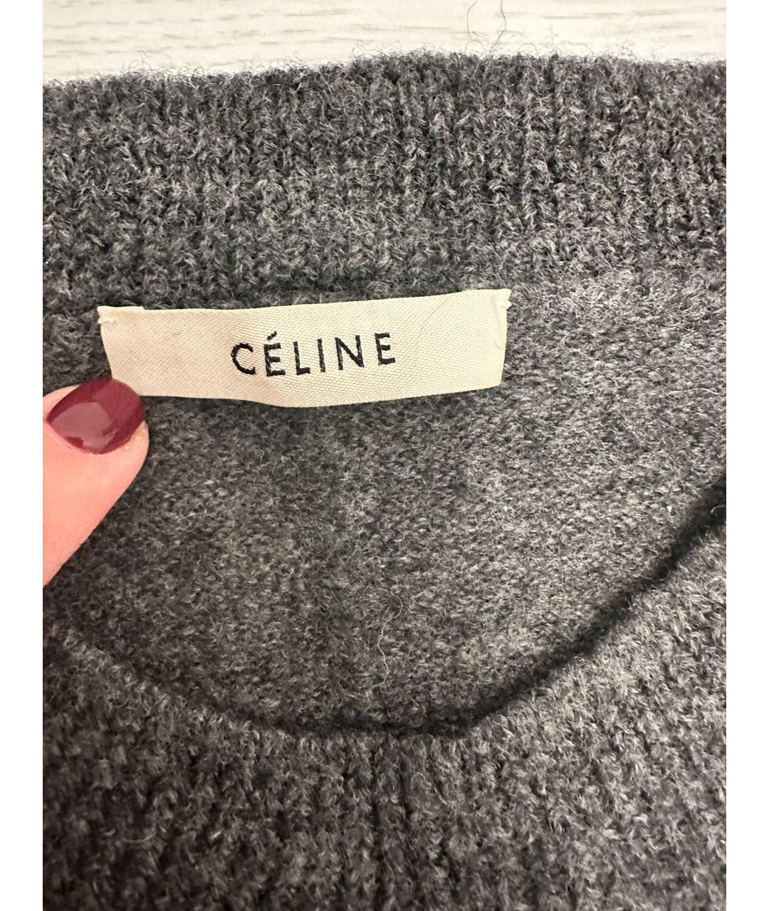 CELINE Антрацитовое шерстяное повседневное платье, фото 4