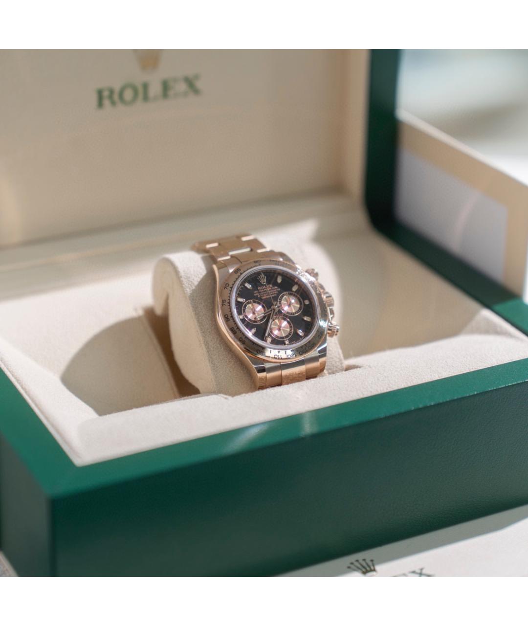 ROLEX Черные часы из розового золота, фото 4