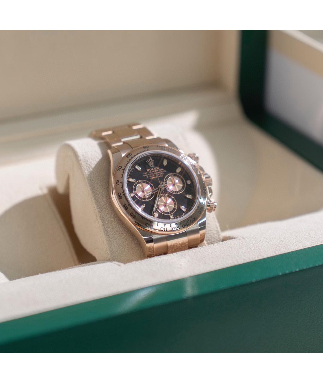 ROLEX Черные часы из розового золота, фото 5