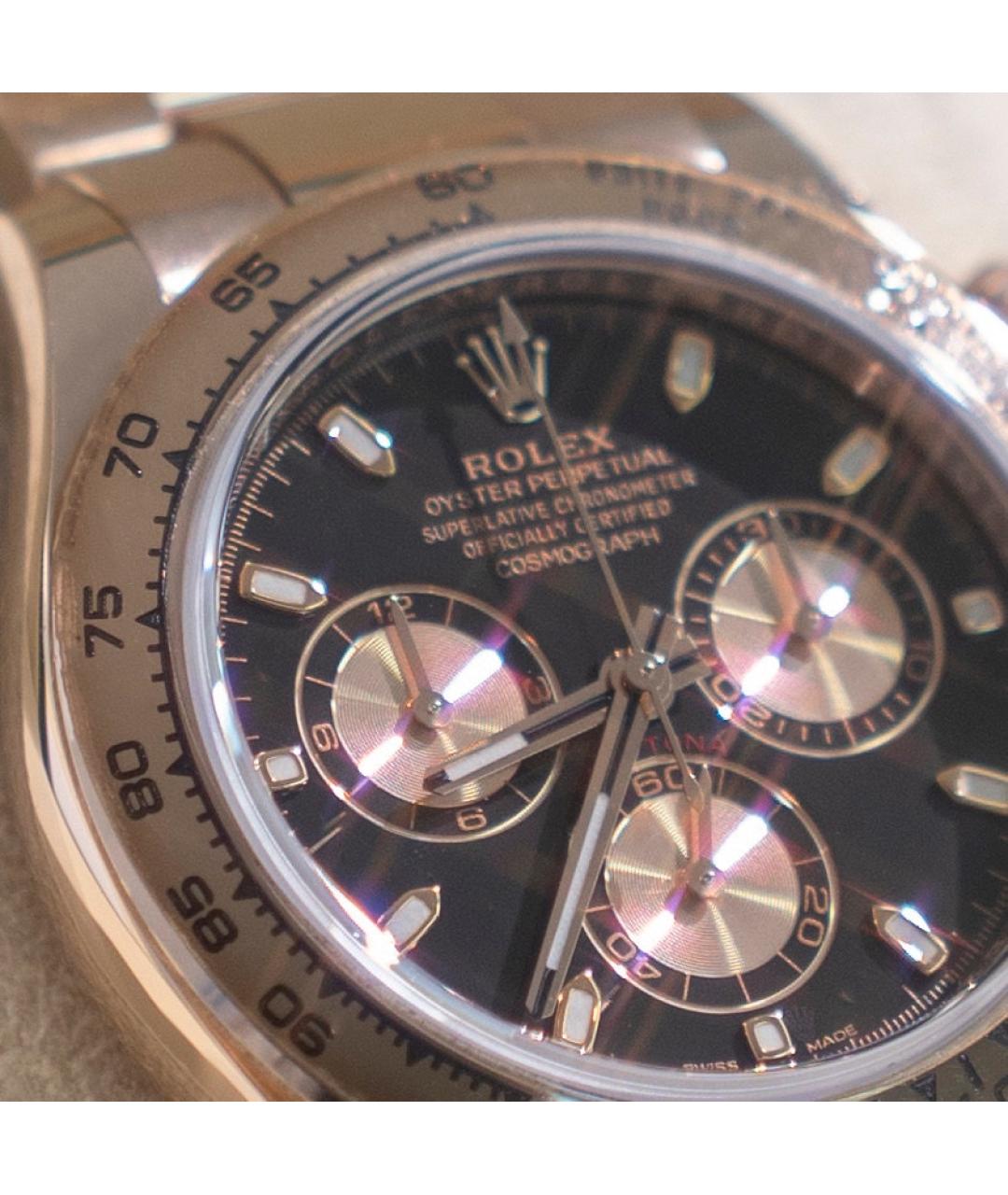 ROLEX Черные часы из розового золота, фото 6