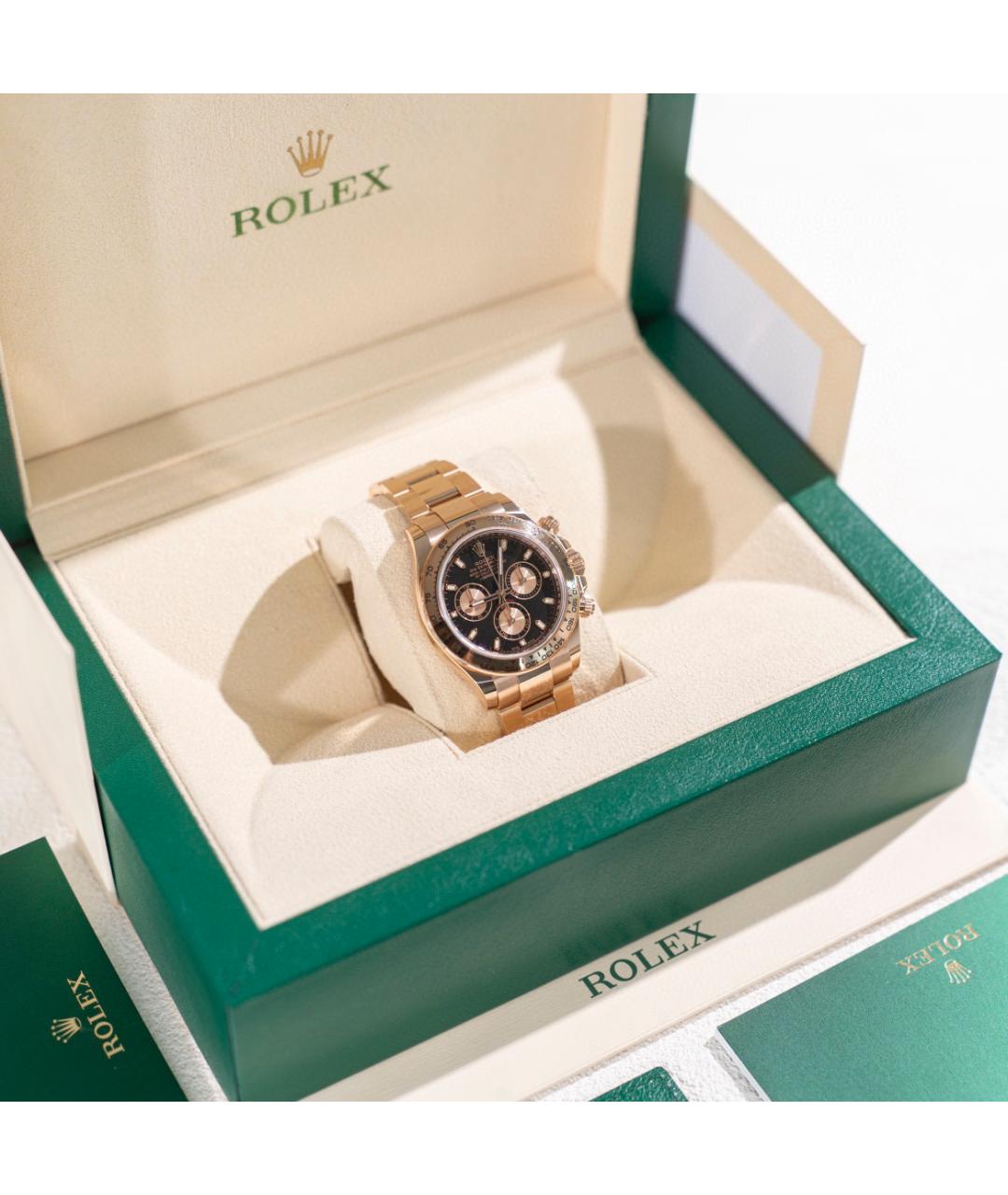 ROLEX Черные часы из розового золота, фото 2