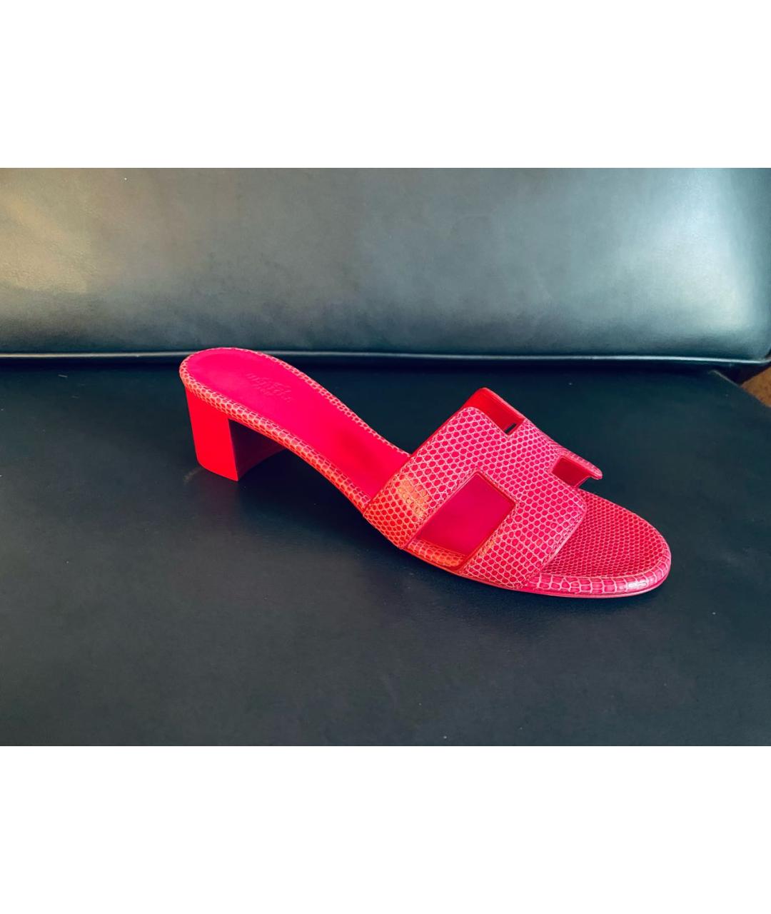 HERMES Фиолетовые босоножки из экзотической кожи, фото 6