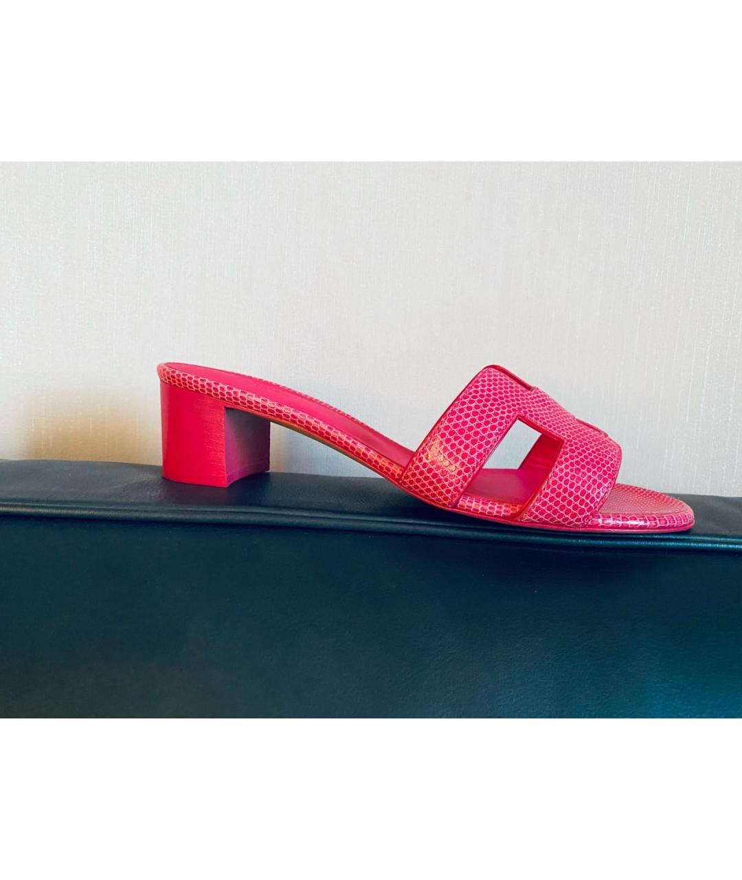 HERMES Фиолетовые босоножки из экзотической кожи, фото 8