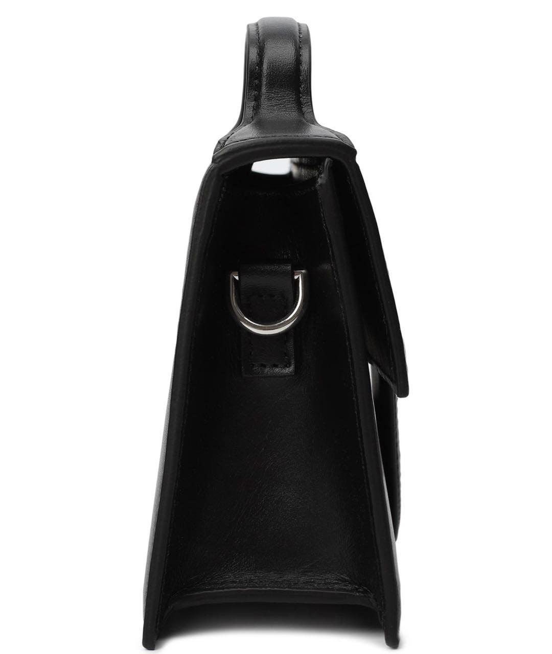 JACQUEMUS Черная кожаная сумка с короткими ручками, фото 2