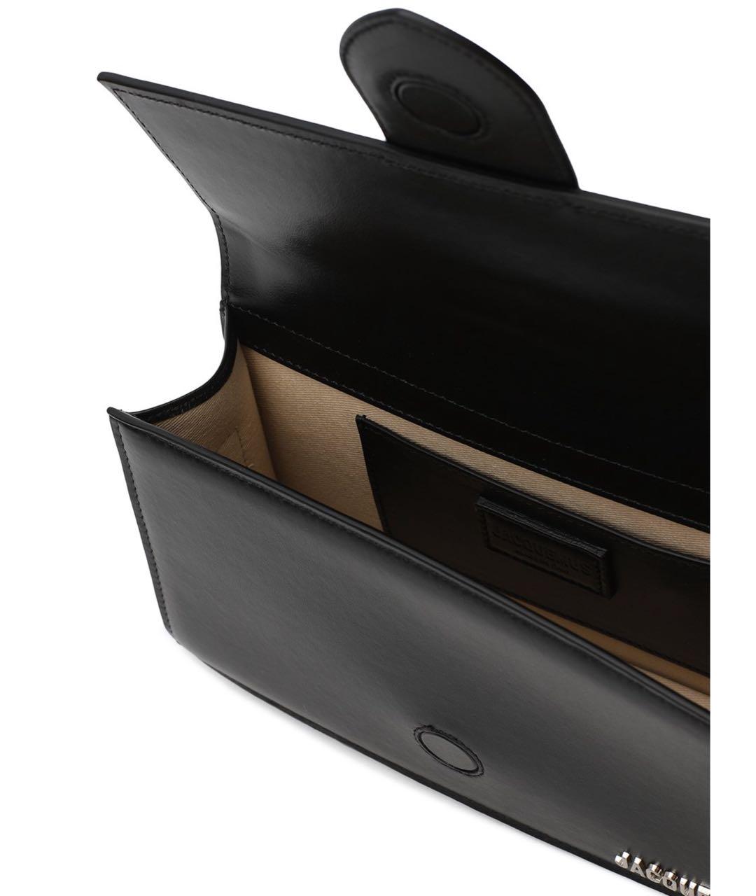 JACQUEMUS Черная кожаная сумка с короткими ручками, фото 4