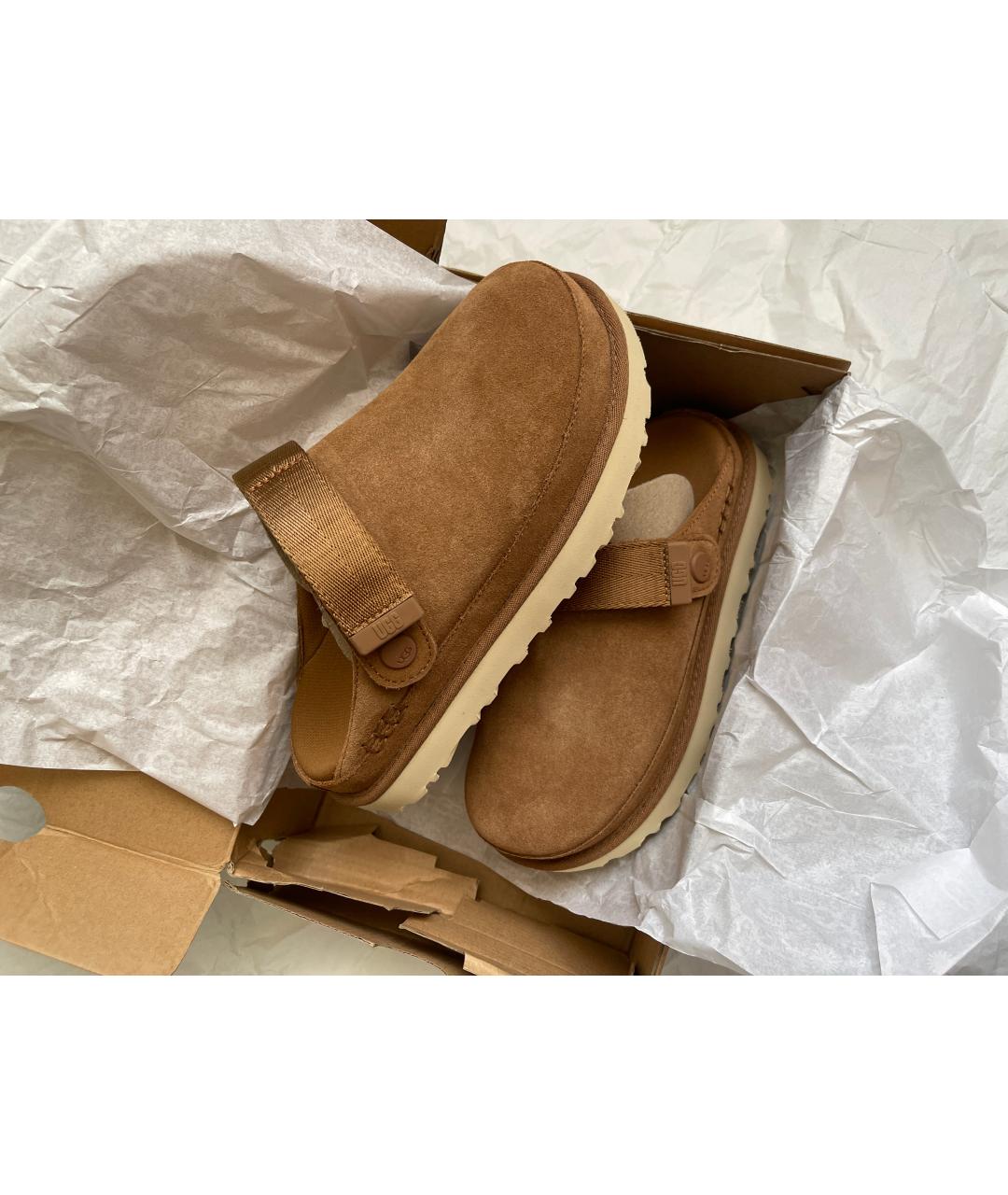 UGG AUSTRALIA Коричневые замшевые сабо, фото 6