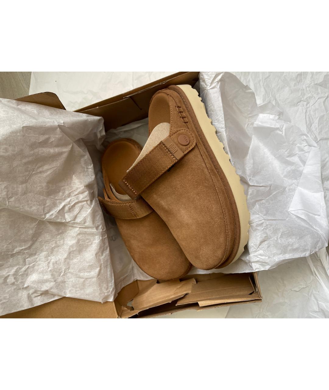 UGG AUSTRALIA Коричневые замшевые сабо, фото 5