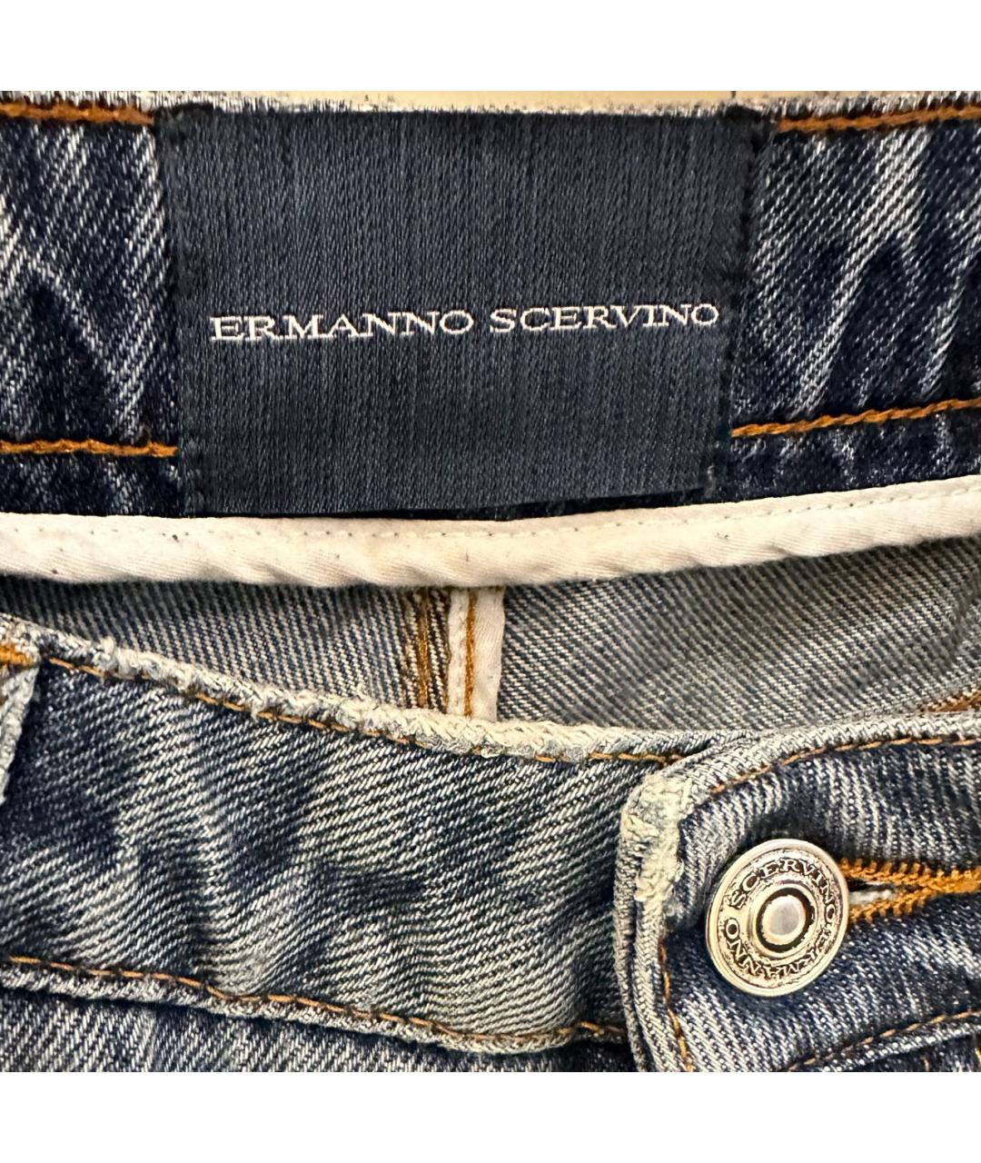 ERMANNO SCERVINO Синие хлопковые прямые джинсы, фото 3